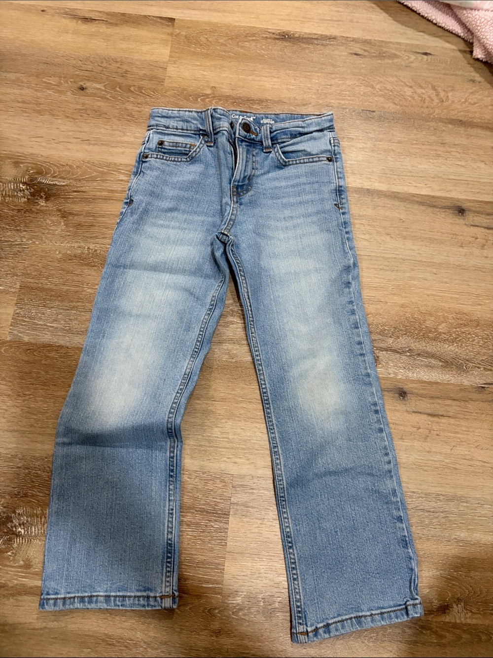 Light Blue kids Straight-Leg Jeans stretch elastic adjustable waist
